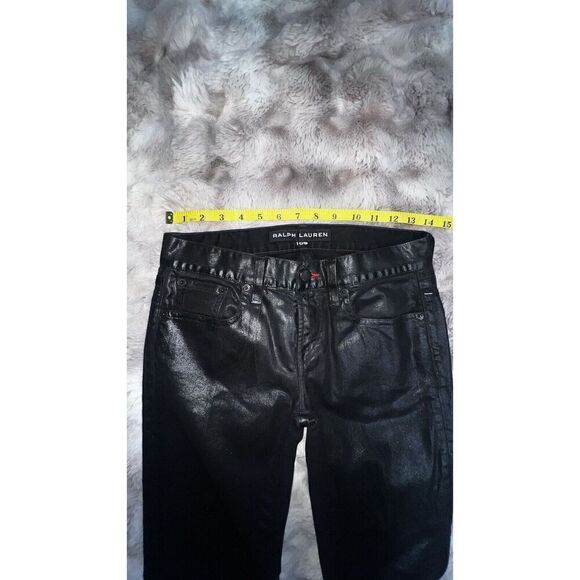 Ralph Lauren 109 Black Label Womens Sz 26 Black Coated Stretch Skinny Jeans - Picture 13 of 16